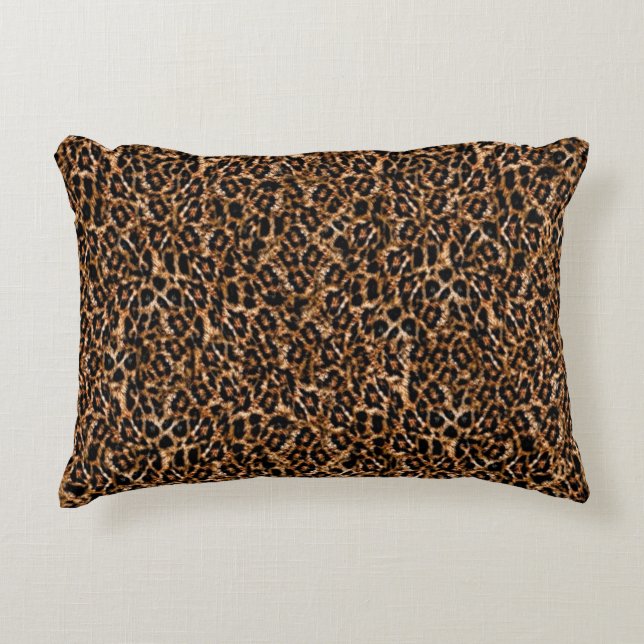 Modischer Pelz-Muster-Leopard-Druck Browns Zierkissen (Vorderseite)
