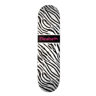 Modischer Schwarzweiss-Tiger Stripes rosa Namen Skateboard