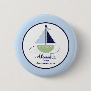 Modischer Segelboot-Namensschild-Knopf - Grün/Bla Button