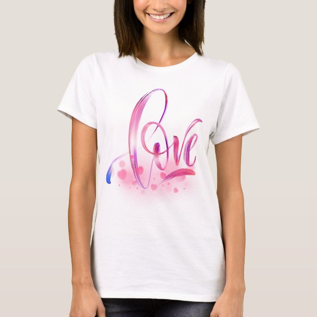 Modischer T - Shirt mit Liebe (Vorderseite)