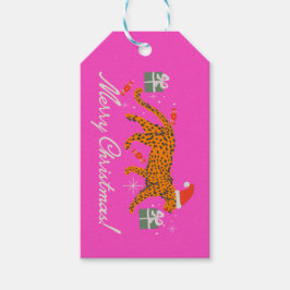 Modischer Tiger mit roten Lippen und einem Geschen Geschenkanhänger