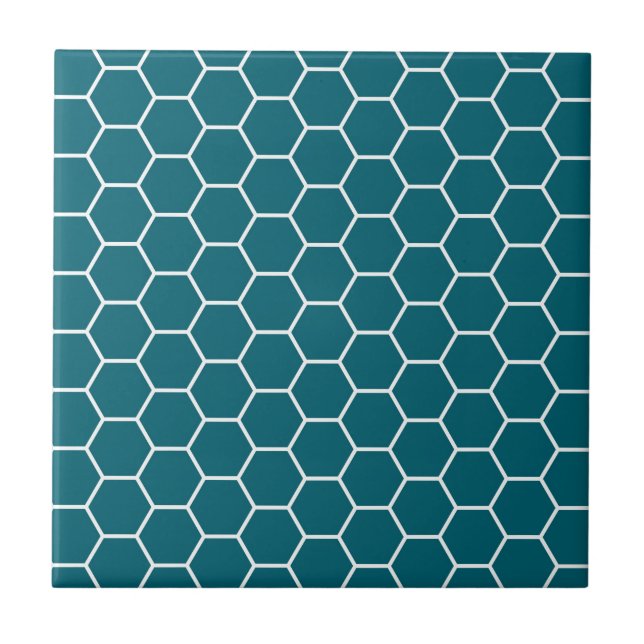 Modischer Türkis-geometrisches Hexagon-Muster Fliese (Vorderseite)