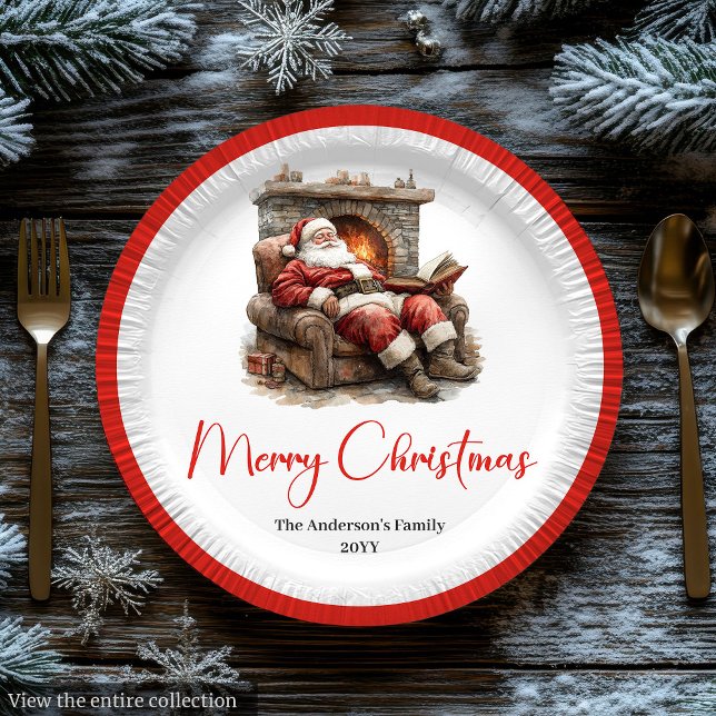 Modischer Weihnachtsmann Wasserfarben Festtagstisc Pappteller (Trendy Santa Claus Watercolor Holiday Tableware Plate

)