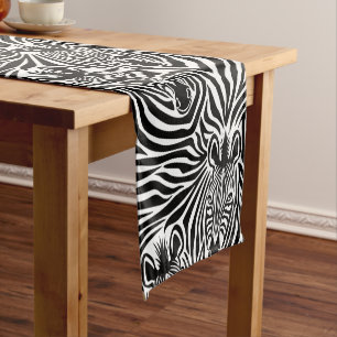 Modischer Zebra-Druck-Schwarzweiss-Muster Kurzer Tischläufer