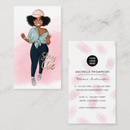 Modisches Afro Fitness Instructor Girl Visitenkarte