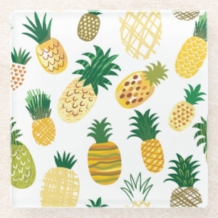 Modisches Ananas-Muster Glasuntersetzer