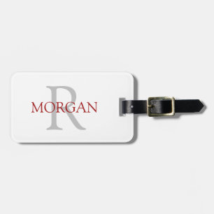 Modisches einfaches DIY-Monogramm und Name, Grau u Gepäckanhänger