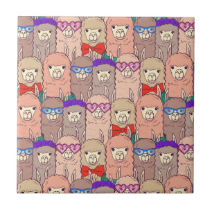 Modisches gekleidetes Lama-Muster Fliese