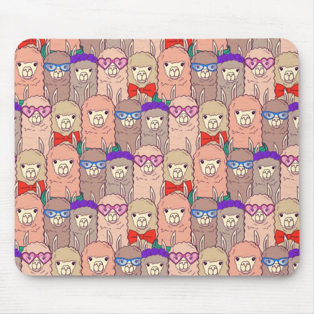 Modisches gekleidetes Lama-Muster Mousepad (Vorne)