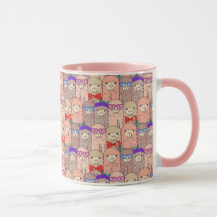 Modisches gekleidetes Lama-Muster Tasse