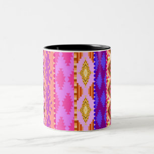 Modisches Girly helles aztekisches Muster Zweifarbige Tasse