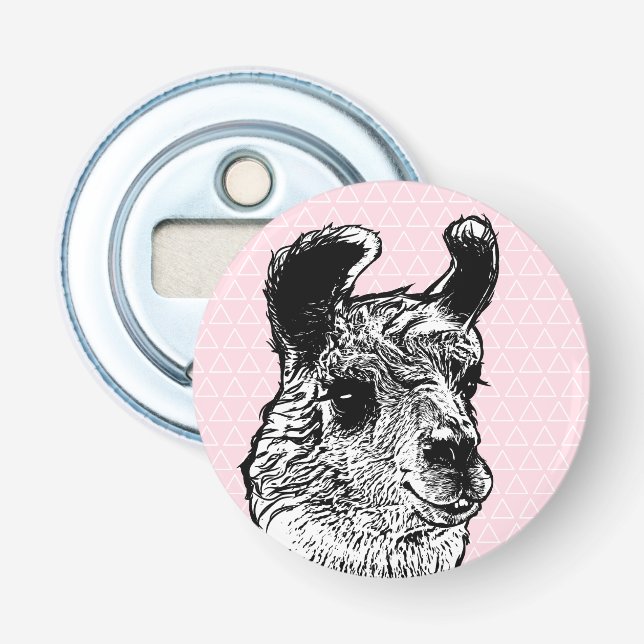 Modisches Lama u. Dreiecke Flaschenöffner (Vorderseite)