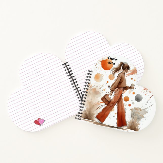 Modisches Mädchen mit Coffee Journal Notizbuch (Innenseite)
