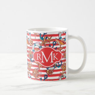Modisches Monogramm des Strand-Muster-  Kaffeetasse