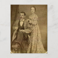 Modisches neu verheiratetes Paar um 1870