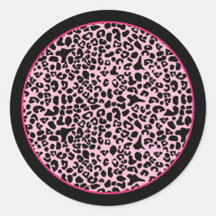 Modisches Pink und schwarzer moderner Runder Aufkleber