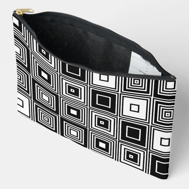 Modisches Retro-Look Schwarz-weißes quadratisches  Zubehörtasche (Offen)