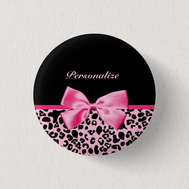 Modisches rosa und schwarzes Leopard-Pink-Band Button (Vorderseite)