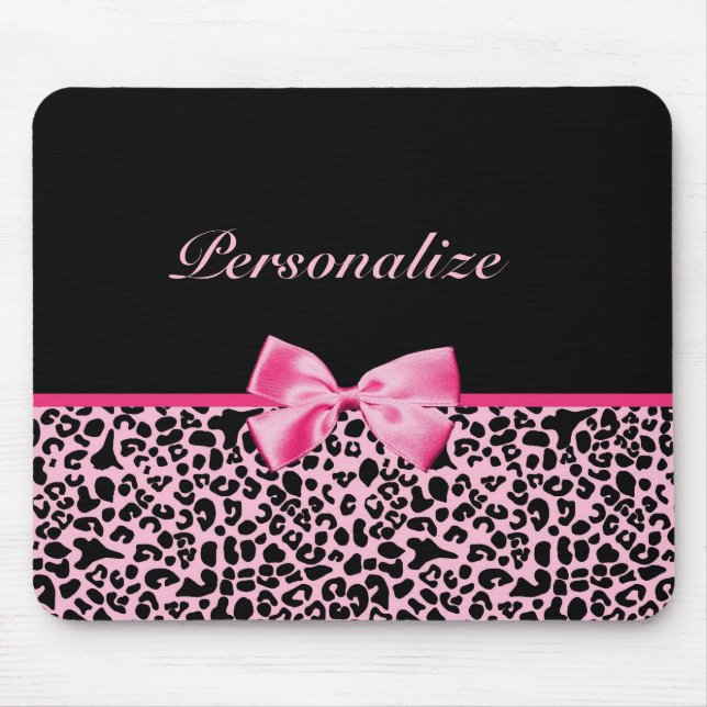 Modisches rosa und schwarzes Leopard-Pink-Band Mousepad (Vorne)