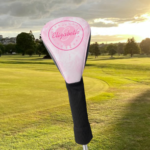 Modisches rosa weißes Aquarell-Namen-Monogramm Golf Headcover