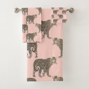 Modisches schickes Leopardtiermuster Badhandtuch Set