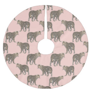 Modisches schickes Leopardtiermuster Polyester Weihnachtsbaumdecke