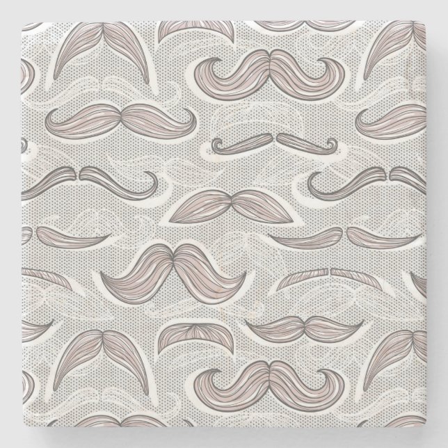 Modisches Schnurrbart-Muster Steinuntersetzer (Vorderseite)