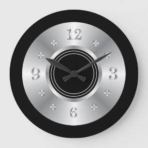 Modisches Schwarzes und silbern Große Wanduhr