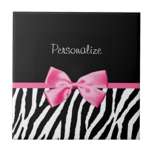 Modisches Schwarzweiss-Zebra-Druck-Rosa-Band Fliese