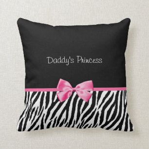 Modisches Schwarzweiss-Zebra-Druck-Rosa-Band Kissen