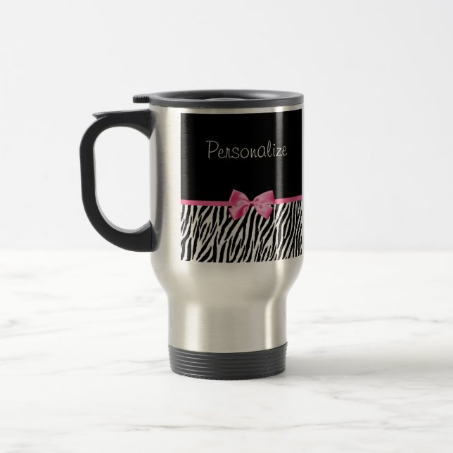 Modisches Schwarzweiss-Zebra-Druck-Rosa-Band Reisebecher (Links)