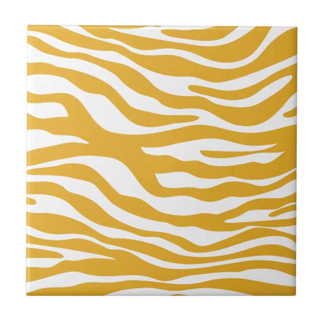 Modisches Senf-Gelbzebra-Druck-Muster Fliese (Vorderseite)