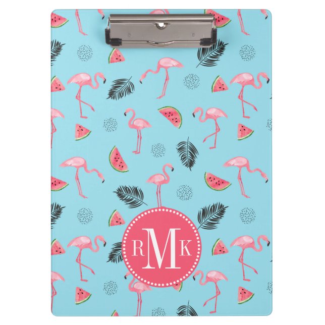 Modisches tropisches Flamingo-u. Klemmbrett (Vorderseite)