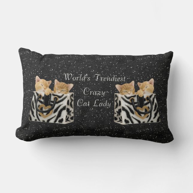 Modischste verrückte die Katzen-Dame Pillow der Lendenkissen (Vorderseite)