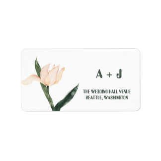 Modren blush pink floral  adressaufkleber