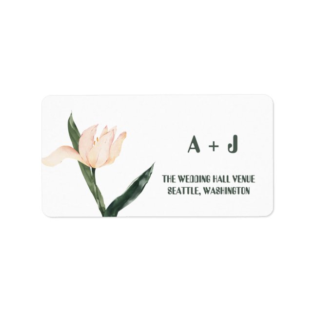 Modren blush pink floral  adressaufkleber (Vorne)