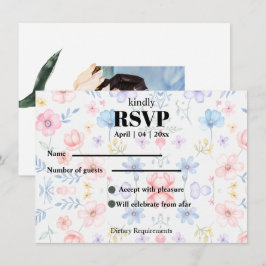 Modren blush pink floral  RSVP Card Einladung