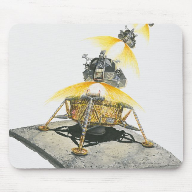 Modul Apollo 11 Eagle, das vom Mond sich entfernt Mousepad (Vorne)