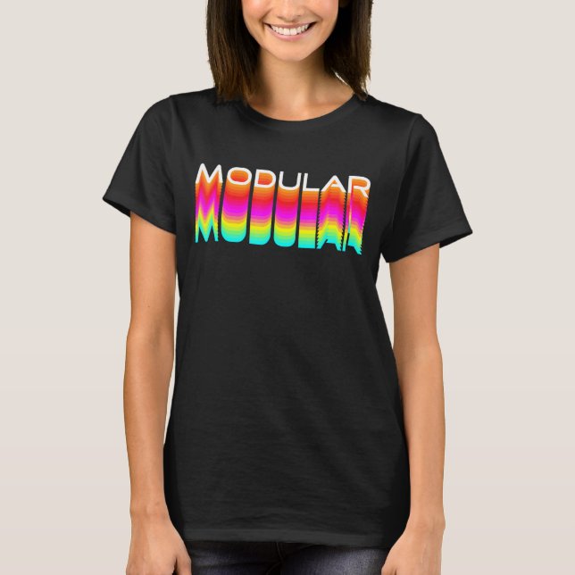 Modular 80er Retro Analog Synthwave Modular Synthe T-Shirt (Vorderseite)