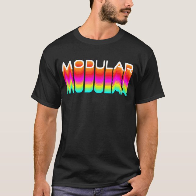 Modular 80er Retro Analog Synthwave Modular Synthe T-Shirt (Vorderseite)
