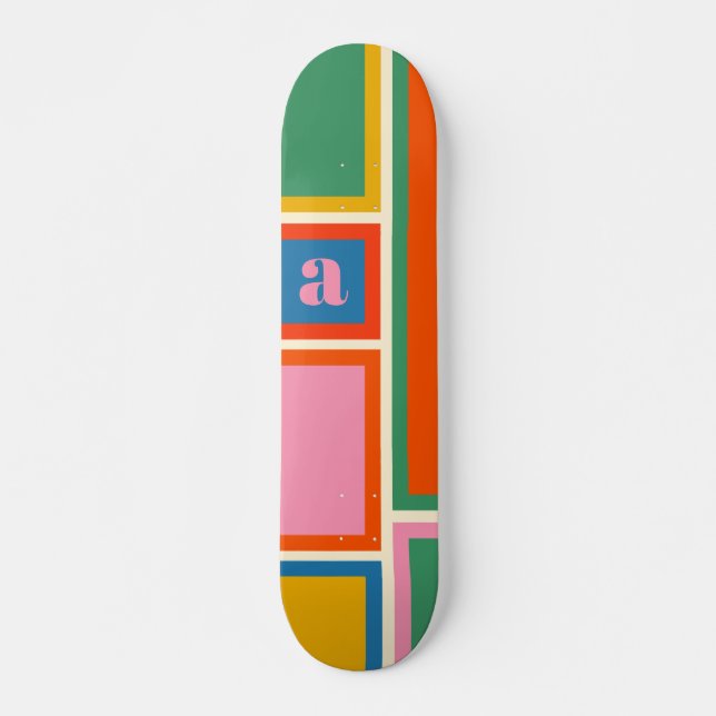 Modular farbiges geometrisches Muster mit anfängli Skateboard (Vorne)