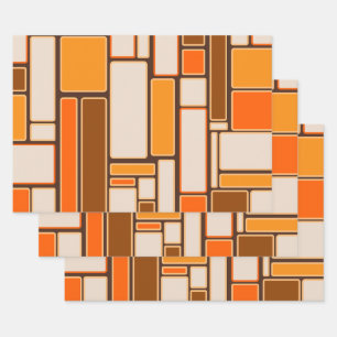 Modulus Retro Geometric Mid Century Moderner 70er Geschenkpapier Set