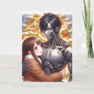 Moe Chatbot Liebe Female + Robot Christmas Feiertagskarte