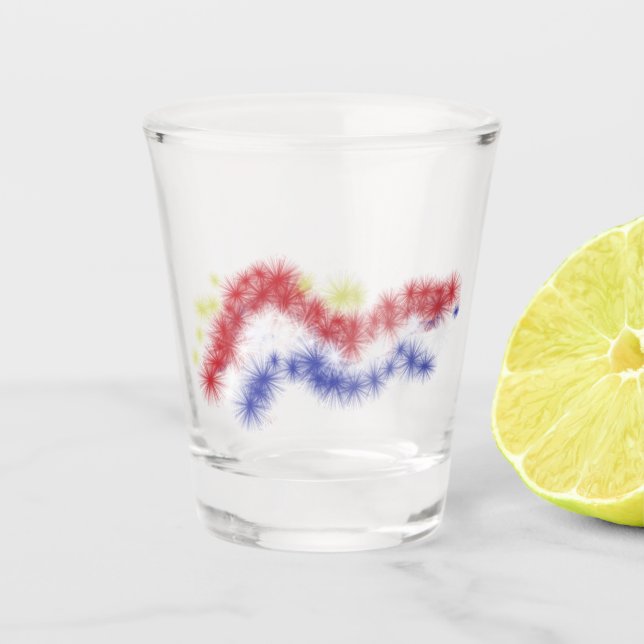 Moes Feuerwerk Schnapsglas (Vorderseite)