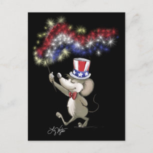 Moe's Happy 4. Juli Night Celebration Postcard Postkarte