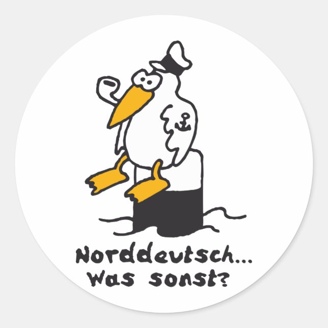 Moewe am Hafen 3c norddeutsch Runder Aufkleber (Vorderseite)
