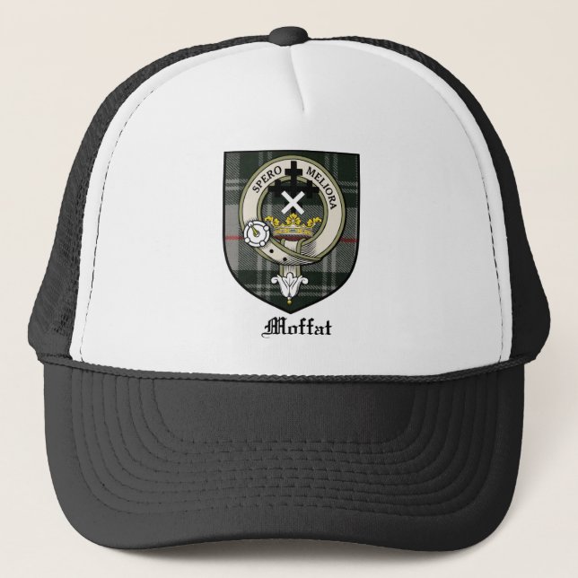 Moffat Clan-Wappen-AbzeichenTartan Truckerkappe (Vorderseite)