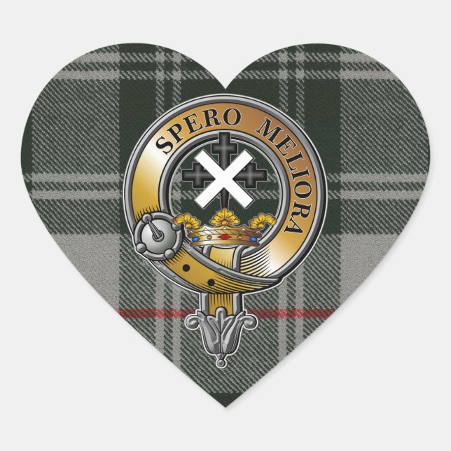 Moffat Tartan & Abzeichen Herz-Aufkleber (Vorderseite)