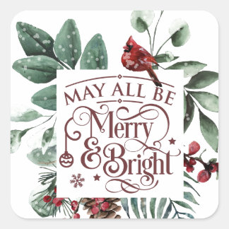 Möge alles Merry & Bright sein Quadratischer Aufkleber