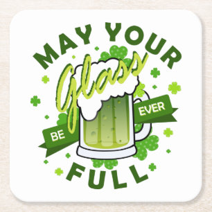 Möge Dein Glas voll grünes Shamrock-Bier sein Rechteckiger Pappuntersetzer